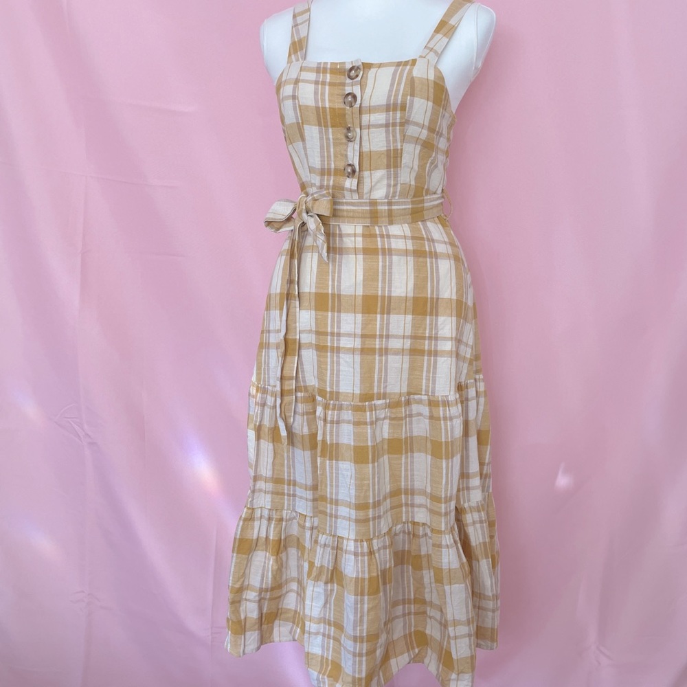 Yellow plaid dress